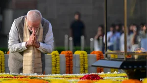 Prime Minister Narendra Modi on Friday paid homage to Mahatma Gandhi on his birth anniversary