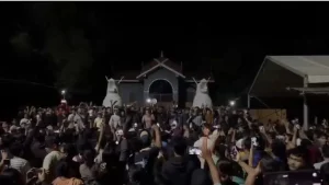 Some clanged utensils and beat drums, while others continuously sounded vehicle horns, turning