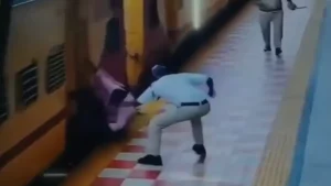 Traffic Constable Saves Man After He Slips While Boarding Moving Train In Andhra Pradesh