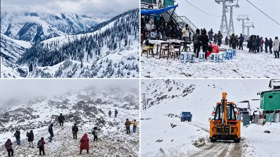 Fresh snowfall on Wednesday covered the higher reaches of Kashmir, including parts of Gulmarg