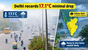 Safdarjung witnessed a chilly minimum temperature of 17.1°C, while localised areas of dense fog