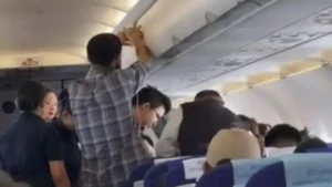 With limited emergency equipment available on the aircraft, arrangements were made with ground