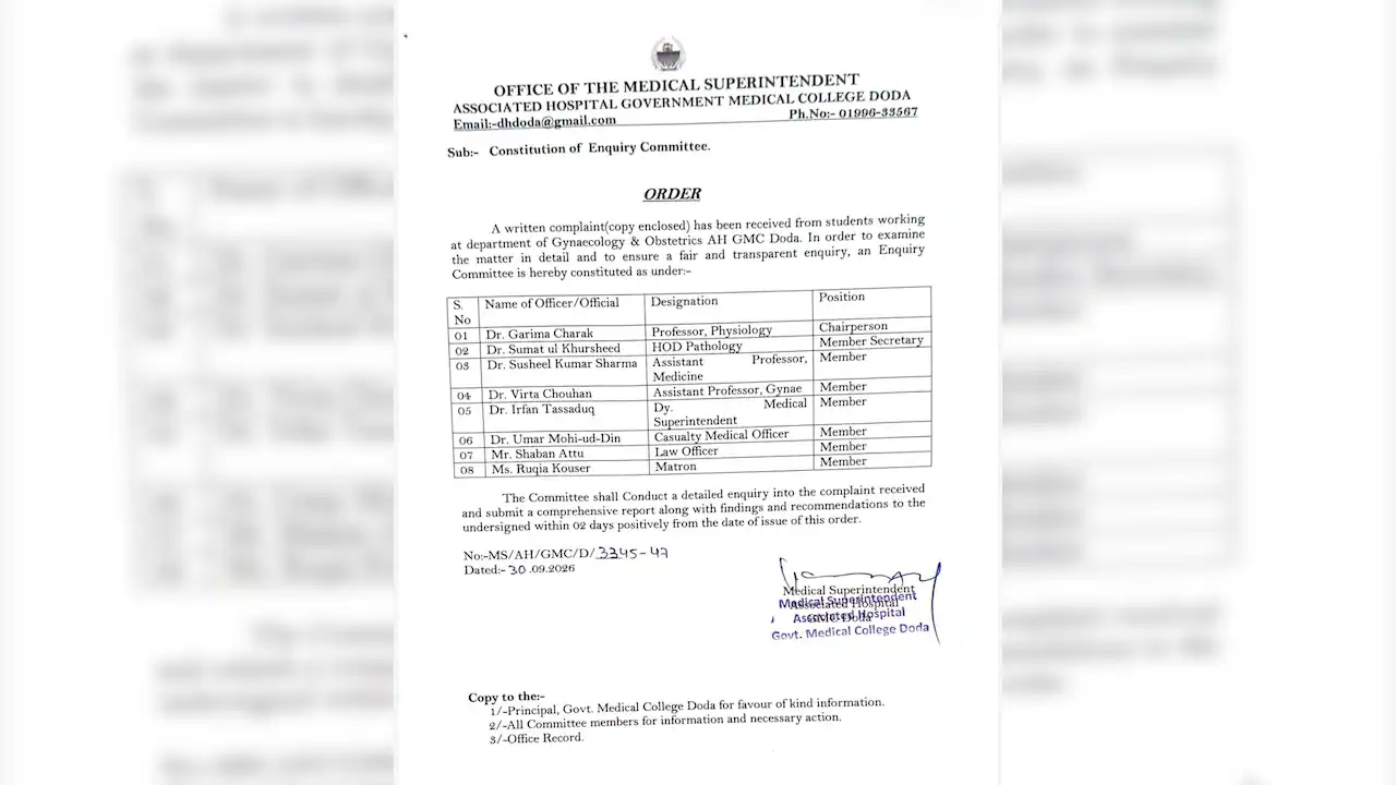 Nursing interns at Government Medical College and Hospital in Doda staged a protest alleging
