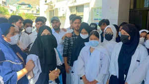 Nursing interns at Government Medical College and Hospital in Doda staged a protest alleging