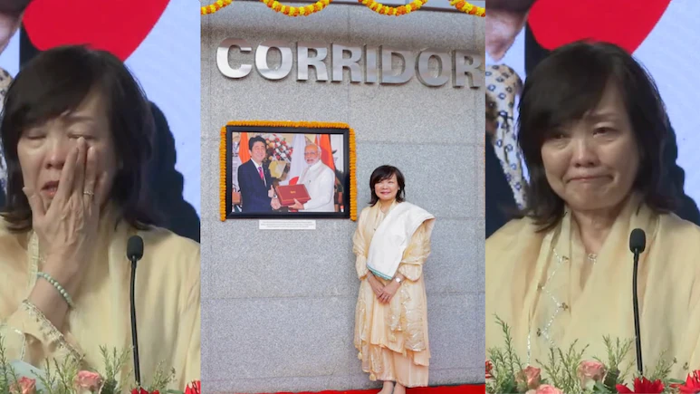 Video Shows Akie Abe Getting Emotional At Shinzo Abe Memorial In Varanasi — "Deeply Moved"