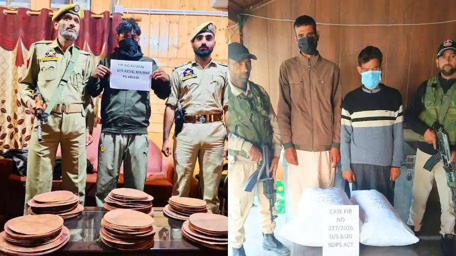 Jammu and Kashmir Police on Thursday seized 9.052 kg of chars and around 100 kg of copper