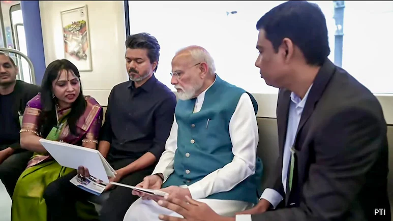 Following the inauguration, PM Modi took a ride on the Chennai Metro from Porur Bypass Station