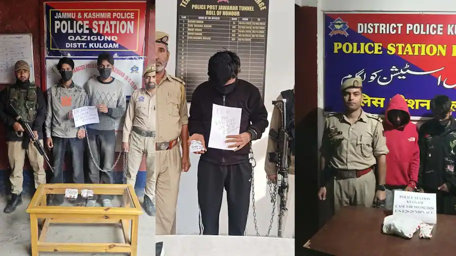 Near Sangus Village, Kulgam A police party from Police Station Kulgam apprehended two men
