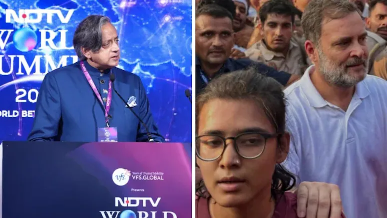 Shashi Tharoor on Friday attributed AISA chief Neha Bora's joining the INDIA bloc protest march