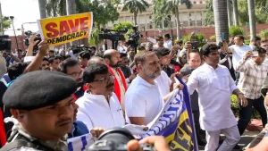 Rahul Gandhi, Priyanka Gandhi Vadra and other Opposition leaders staged a sit-in at the nearby