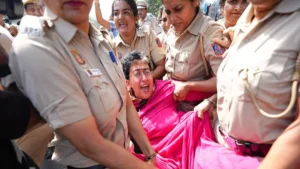 Hundreds have been detained in New Delhi during a protest by opposition outfits demanding