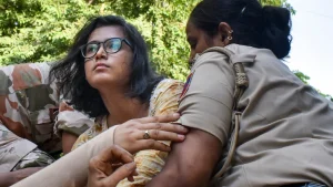 AISA national president Neha Bora was released at the Narela Industrial Area police station
